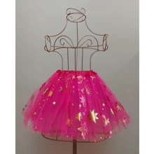 Tulle Tutu Skirt Carnival Costume Colorful Print With Glitter Stars One Size Various Colors - 玫紅色 - 查看 1