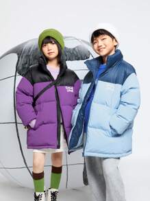 Annil Boys' And Girls' Children's Clothing. Mid-To-Long Down Jacket For Winter. Warm, Outdoor, Color-Blocked, Windproof And Waterproof.
