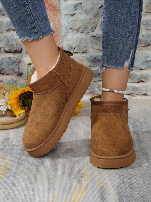 2024 New Winter Women Snow Boots, Wool Lining, Fashion Casual Buckle Short Boots, Matching Student Winter Shoes, Thick Sole Warm Outdoor Plush Shoes