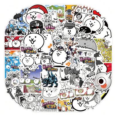 50 张 Battle Cats 贴纸，Battle Cats 乙烯基贴纸，适用于笔记本电脑水瓶保险杠行李箱电脑滑板。适合成人儿童女孩青少年的礼物