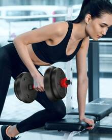 CANMALCHI Adjustable Weights Dumbbells Set,15KG Barbell Weight Set For Home Gym,Dumbbells Set Of 2 Hand Weights At Home,Push-Up,Free Weight Set Fitness Exercise Workout Equipment For Man Women - Red - View 2