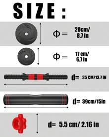 CANMALCHI Adjustable Weights Dumbbells Set,15KG Barbell Weight Set For Home Gym,Dumbbells Set Of 2 Hand Weights At Home,Push-Up,Free Weight Set Fitness Exercise Workout Equipment For Man Women - Red - View 3