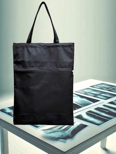 Bolsa sacola feminina simples 40x55 em lona com bolso e ziper cabe raio-x tomografia exames