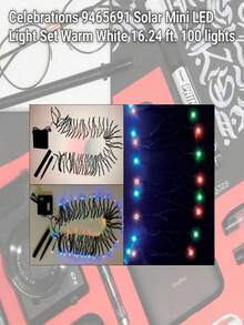 Celebrations 9465691 Solar Mini LED Light Set Warm White 16.24 Ft. 100 Lights - 白色 - 查看 2