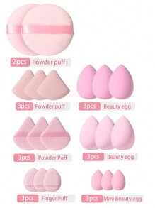 15/20/22/30/46件套化妆工具套装，包含：1个多功能拉链防水化妆包+18支化妆刷+6个化妆海绵+3个迷你化妆海绵+3个三角粉扑+3个迷你气垫粉扑+1个化妆刷清洁工具+1个发圈+2个手碗挂绳+1个睫毛夹+3个气垫粉扑+2个圆形粉扑。 - 彩色 - 查看 13