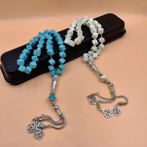 33 peças de contas de oração de pedra de imitação de estilo árabe masculina/Tasbih/10 mm