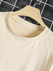 Men's T-Shirt Seek Print Oversized Style Premium Mesh - Màu be - Xem 4