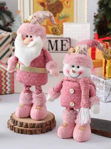 6styles-Xmas Gifts Standing Santa Claus New Pink Christmas Santa Claus Stretchable Checkered Fabric Christmas Sequin Pink Extendable Figure Christmas Decoration For Hotel Bar And Mall Christmas Themed Events And Parties Home Decorative Ornament Christmas And New Year Gifts Christmas Hanging Xmas Tree Ornaments Santa Collectible - Multicolor - View 2