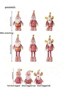 6styles-Xmas Gifts Standing Santa Claus New Pink Christmas Santa Claus Stretchable Checkered Fabric Christmas Sequin Pink Extendable Figure Christmas Decoration For Hotel Bar And Mall Christmas Themed Events And Parties Home Decorative Ornament Christmas And New Year Gifts Christmas Hanging Xmas Tree Ornaments Santa Collectible - Multicolor - View 6