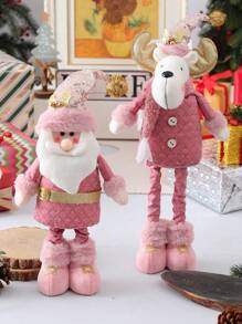 6styles-Xmas Gifts Standing Santa Claus New Pink Christmas Santa Claus Stretchable Checkered Fabric Christmas Sequin Pink Extendable Figure Christmas Decoration For Hotel Bar And Mall Christmas Themed Events And Parties Home Decorative Ornament Christmas And New Year Gifts Christmas Hanging Xmas Tree Ornaments Santa Collectible - Multicolor - View 4