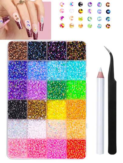 About 3500Pcs Flatback Nail Art Rhinestones, Crystal Nail Art Gemstones For Diy Making Accessories Shoes, Clothes, Makeup, Bags, Nail Art Decoration Nail Supplies Nails Nail Charms