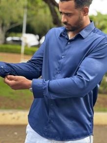 Yarn Dress Shirt: Style And Comfort! - Màu xanh hải quân - Xem 2