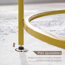 Mesa De Centro Cristal Templado Circular Minimalista Moderno - Dorado - Ver 5