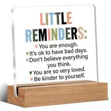 1 món quà truyền cảm hứng động lực nhỏ nhắc nhở bạn đủ sạch để bàn trang trí biển hiệu acrylic với chân đế bằng gỗ cho kệ bàn làm việc văn phòng - Nhiều màu - Xem 2