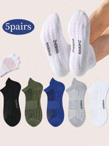 5 Pairs Of Men's And Women's Socks, Towel Fabric Leisure And Ankle Boat Socks Breathable Sports Socks Absorb Sweat Does Not Smell Feet, Very Thick Professional Long-Distance Running Sports Socks - Multicolor - View 10