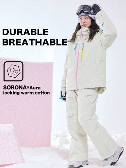 VECTOR MOTION 滑雪服套装：连帽滑雪夹克和直腿滑雪裤，男女通用，加垫，防水，防风，耐用，透气，有弹性，单件或双件滑雪装备