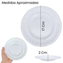 KIT 4 DESSERT PLATES 17 CM + 4 SQUARE BOWLS 250 ML DELICATE EDGES IN MELAMINE / PLASTIC - 白色 - 查看 7