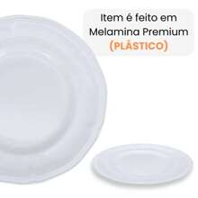 KIT 4 DESSERT PLATES 17 CM + 4 SQUARE BOWLS 250 ML DELICATE EDGES IN MELAMINE / PLASTIC - 白色 - 查看 2