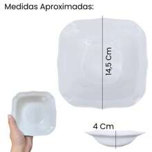 KIT 4 DESSERT PLATES 17 CM + 4 SQUARE BOWLS 250 ML DELICATE EDGES IN MELAMINE / PLASTIC - 白色 - 查看 8