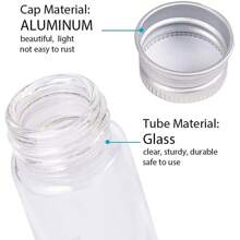 Gói 20 lọ thủy tinh 15ml/0,5oz lọ đựng mẫu có nắp nhôm vặn để đựng tin nhắn chúc mừng lọ đựng mẫu chất lỏng nghệ thuật & thủ công mỹ nghệ quà tặng đám cưới đồ trang trí - Bạc - Xem 4