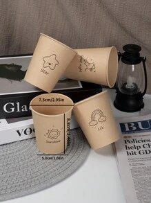 50PCS 星月太阳图案自然色纸杯 加厚办公家用商用咖啡饮料杯 防滑防漏不易损坏 250ML 适合家庭聚会户外露营办公用一次性纸杯促销 - 棕色 - 查看 3