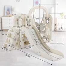 MAMIZO Kids Slide And Swing Set, Large Toddler Slide Climber Playset With Ball & Basketball Hoop, Storage Space, Anti-Slip Steps, Indoor Outdoor Playground Toy For Boys & Girls - Beige - View 5