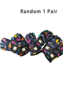 1 双随机婴儿/幼儿手套，男孩和女孩冬季户外保暖羊毛手套 - 1Pair - 查看 4