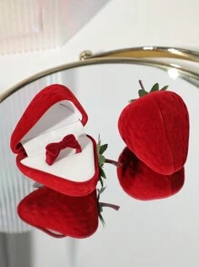 1 pieza Caja de anillo de boda Caja cálida en forma de corazón Caja de almacenamiento de anillo con diseño de fresa Caja de almacenamiento de joyería Caja de anillo individual Caja de anillo roja con forma de fresa, Caja de anillo con forma de fresa Caja de joyería creativa para propuesta Caja de regalo linda - Multicolor - Ver 6
