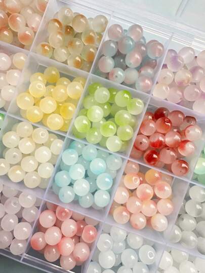 100pcs/200pcs Fashion Minimalist Bright Color 8mm Jelly Glass Beads, DIY Jewelry Making For Necklace Bracelet Earring, Assorted Random Colors