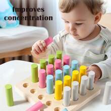 Juguete de clasificación de colores de madera Montessori, juguete de entrenamiento de habilidades motoras finas para niños, actividades del aula preescolar - Inserto cilíndrico - Ver 2
