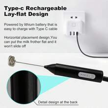 CREATEPRO Espumador de Leite Recarregável, 3 Velocidades, 500mAh, Automático, Portátil, Fabricador de Espuma de Leite Elétrico