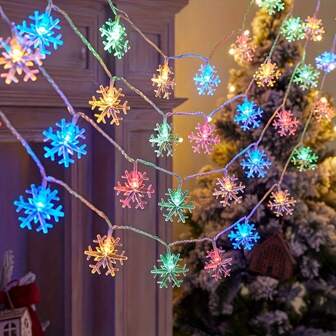 1pc Snowflake String Lights, Colorful Christmas Tree Decoration LED String Lights For Garden, Balcony, Bedroom, Staircase, Aisle, Proposal Scene, Romantic Atmosphere Decor For Christmas, New Year, Thanksgiving, Lighting Fixture