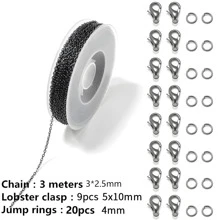 3M X 1 件铁扭链，DIY 珠宝制作套件包括 10 件龙虾扣和 20 件跳环，项链手链工艺配件套装 - 3米1卷+ 10 個龍蝦扣和 20 個跳環 - 查看 4