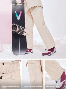 VECTOR MOTION 滑雪服套装 - 连帽滑雪夹克和直腿滑雪裤，男女通用，加垫，防水，防风，耐磨，透气，有弹性，单/双滑雪装备 - 珊瑚粉 - 查看 4