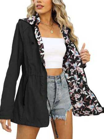 Damer avslappnad dubbelsidig långärmad jacka