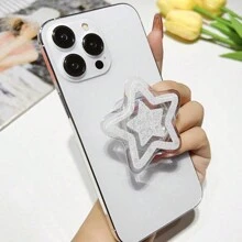 1 个可爱闪亮星星设计手指握持手机支架，多功能旋转折叠手机支架 - 無色 - 查看 5