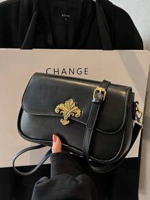 Túi đeo vai màu trơn cổ điển thời trang giản dị - màu đen - Xem 5