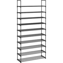 LSA10BK 10 Tier Shoe Rack High Shoe Rack Slim Shoe Rack Storage Metal Space Saving Dressing Room Entrance 30 X 94 X 206 Cm Black - Black - View 1