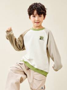 mini bala Boys' And Girls' Raglan Sleeve Long-Sleeve Sweater 2024 Fall New Collection - Khaki - View 3