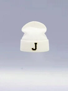 1 件儿童 26 字母针织帽，温暖、可爱、日常时尚、返校 - 白色 - 查看 39