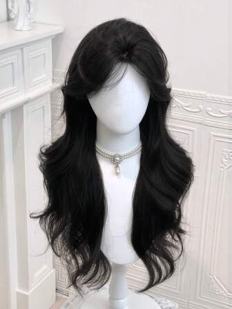 alicegarden 1 Synthetic Heat-Resistant .Long Natural Wave Hair, Center Split Wig,Medium Part,Brown 28 Inch ,Daily Natural, Smooth And Realistic Wig(Excluding Accessories)