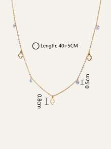 1 Pc Fashionable Minimalist 925 Silver Necklace Chain Four-Leaf Clover-Shaped With Zirconia 18K Gold Plated Necklace Suitable For Women's Daily Wear And Summer Vacation Valentines