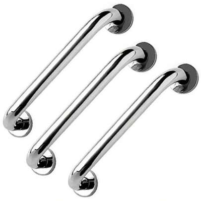 Alça de Apoio 30cm Barra Aço Inox Kit 3 Unidades Suporte Idoso Cadeirante Banheiro Box Casa Corrimao Escada Segurança Proteçao