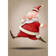 1 件卡通可爱圣诞老人海报快乐圣诞老人帆布画墙壁艺术适合可爱儿童客厅家居装饰圣诞礼物无框架 - 彩色 - 查看 11