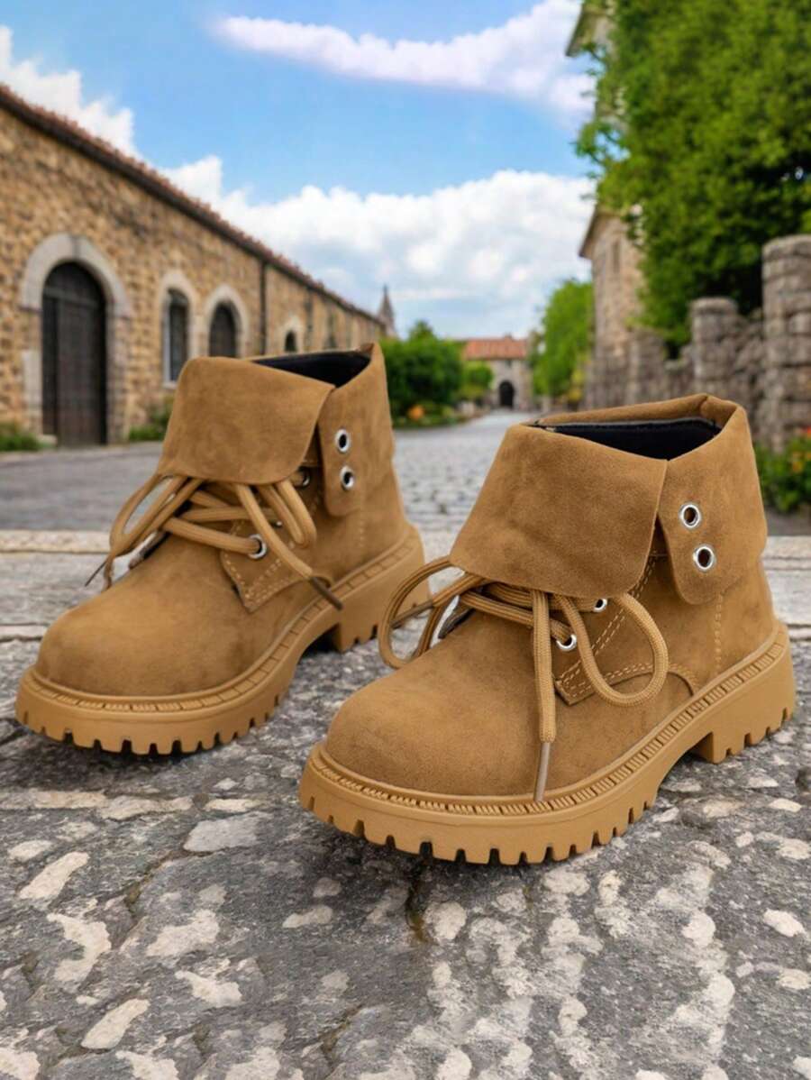 1 Đôi bốt cao bồi cho bé trai/bé gái, Thiết kế móc và vòng hai mục đích, Đế dày, Mềm mại, Thoáng khí, Chống trượt, Thời trang, Cổ điển, Thích hợp cho bé từ 3-15 tuổi, Cho hoạt động ngoài trời, Tụ tập, Du lịch, 4 mùa - màu nâu - Xem 1