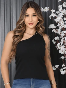 Women's Mula Manca One-Shoulder Ribbed Cotton Rib Top 2025