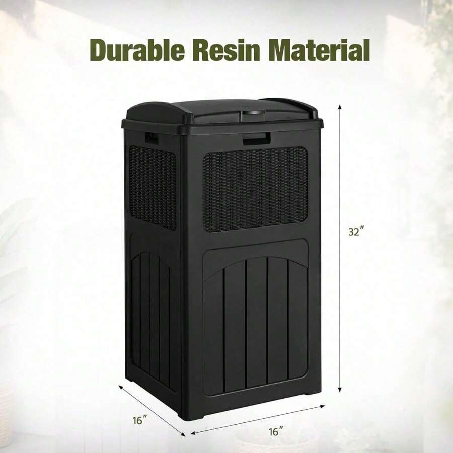 33 Gallon Outdoor Trash Can, Hideaway Garbage Bins With Tiered Lid