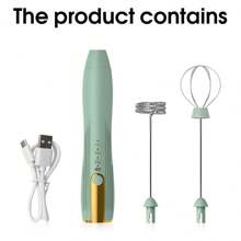 手持式可充电奶泡器，电动泡沫机咖啡起泡器，可拆卸，配有 2 个不锈钢搅拌器，适用于拿铁、卡布奇诺、抹茶、鸡蛋、牛奶的饮料搅拌机 - 彩色 - 查看 13