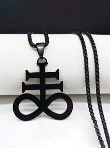 Satan Cross Necklaces Men Women Black Stainless Steel Of Satan Symbol Pendant Kolye Necklace