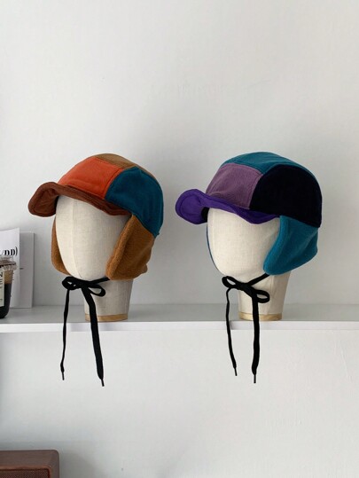 Soft Top Street Ear Protection Hat, Retro Outdoor Mountaineering Thermal Windproof Colorblock Trapper Hat, Warm Contrast Color Earflap Cap, Autumn/Winter, Unisex Skateboard Ushanka, Sherpa Trapper Hat, Thick Warm Earflap Ski Cap For Outdoor Cycling, Vintage Corduroy Warm Earflap Ushanka, Unisex Thermal Lined Windproof Aviator Hat